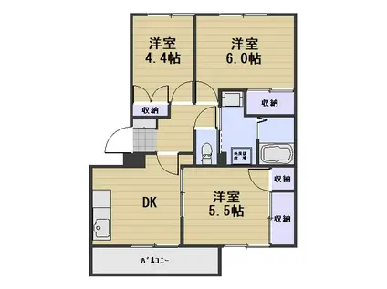 シャルマン竜之口 C棟(3DK/3階)の間取り写真
