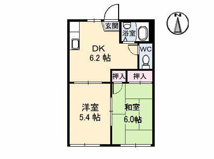パークハイツB棟(2DK/1階)の間取り写真