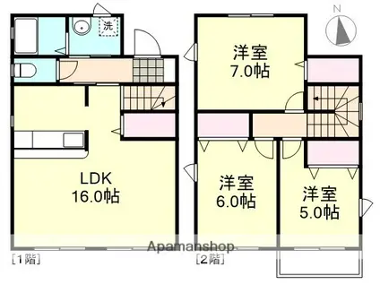山陽本線 金光駅 徒歩10分 2階建 築17年(3LDK)の間取り写真