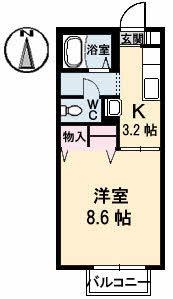 杉乃子ハイム(1K/1階)の間取り写真