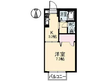 メゾン・フルールB(1K/2階)の間取り写真