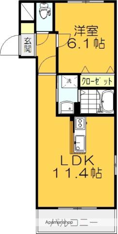 MAPLE COURT壱番館(1LDK/1階)の間取り写真
