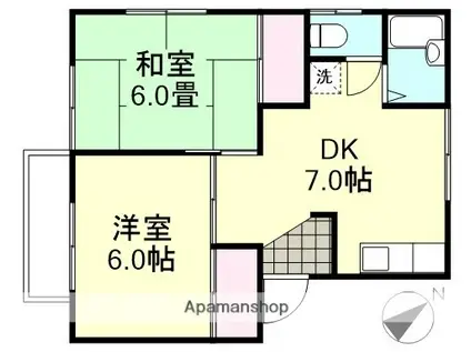 ASK草地(2DK/1階)の間取り写真
