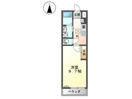 アリビオⅢ(1K/1階)の間取り写真