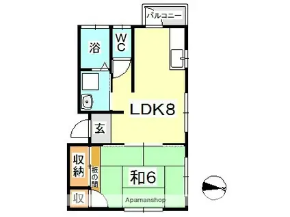ドミールタキザワ(1LDK/2階)の間取り写真