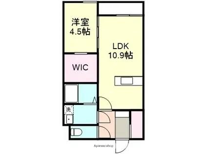 AKURA玉島(1LDK/2階)の間取り写真