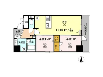 PHOENIX(2LDK/4階)の間取り写真