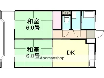 間野マンション(2DK/2階)の間取り写真