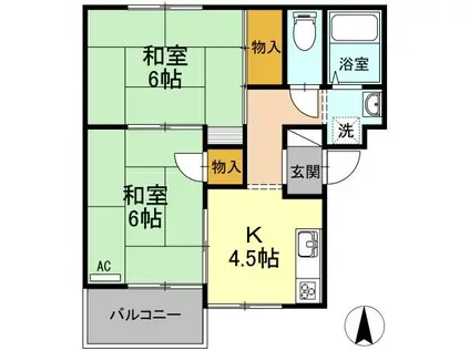 トリヴァンベール鳥越(2K/3階)の間取り写真