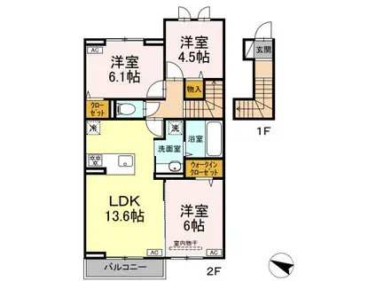HONEY BEAR A(3LDK/2階)の間取り写真