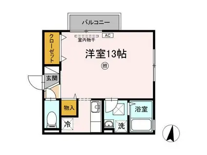 リビングタウン豊成C棟(ワンルーム/2階)の間取り写真