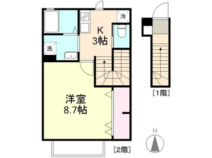 PROGRESS A棟(1K/2階)の間取り写真