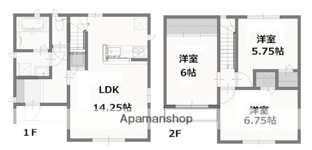 宇野線 早島駅 徒歩6分 2階建 新築(3LDK)の間取り写真