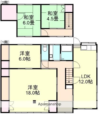 山陽本線 新倉敷駅 徒歩44分 2階建 築59年(4LDK)の間取り写真
