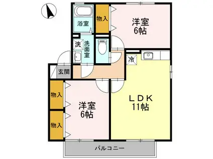 ハートランドウィルモア(2LDK/1階)の間取り写真