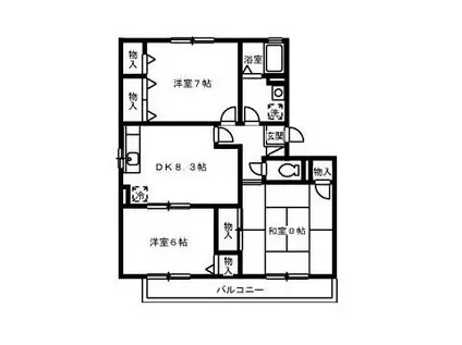 ハイカムールST(3DK/2階)の間取り写真