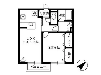ウィルモア(1LDK/2階)の間取り写真