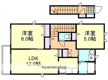 ビロカーレB棟(2LDK/2階)の間取り写真