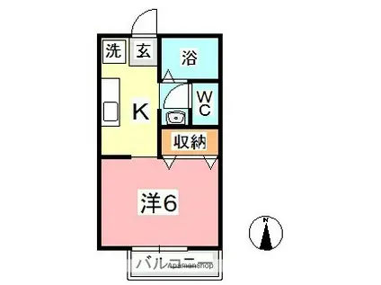 ベルミィー鴨方(1K/1階)の間取り写真