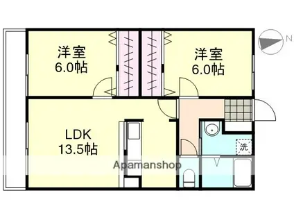 プレミアムコート1号館(2LDK/4階)の間取り写真