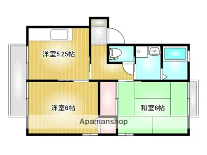 サンライズW(2DK/2階)の間取り写真