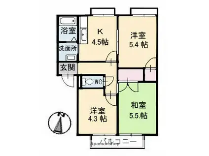 フレグランス羽島台(3K/1階)の間取り写真