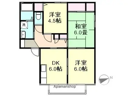 ソレイユ C(3DK/2階)の間取り写真