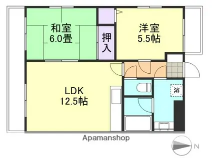 シャトーブリアン(2LDK/3階)の間取り写真