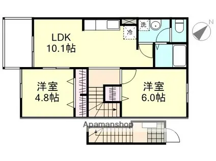 サンクレストD棟(2LDK/2階)の間取り写真