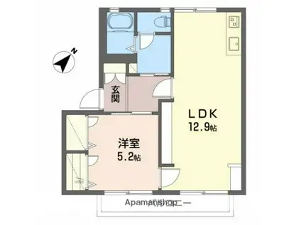 サンフォルテA棟(1LDK/2階)の間取り写真