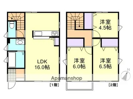 水島臨海鉄道 球場前駅(岡山) 徒歩19分 2階建 築13年(3LDK)の間取り写真