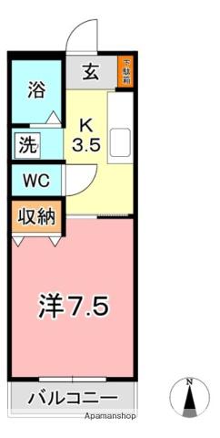 たなかハイツⅡ(1K/2階)の間取り写真