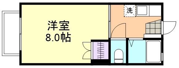 アスリートA棟(1K/2階)の間取り写真