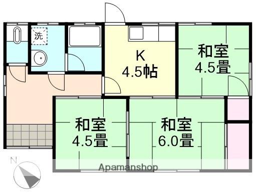 宇野線 茶屋町駅 徒歩9分 1階建 築49年(3K)の間取り写真