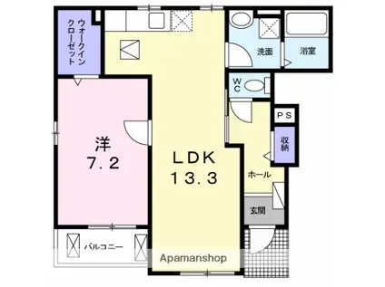 アンシャンテⅡ(1LDK/1階)の間取り写真