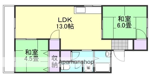 サンコーポ福島B棟(2LDK/2階)の間取り写真