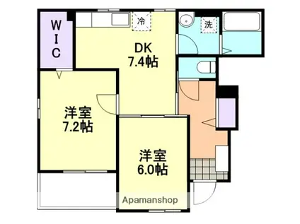 ピュアレスト(2DK/1階)の間取り写真