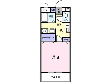 サンビレッジ(1K/2階)の間取り写真