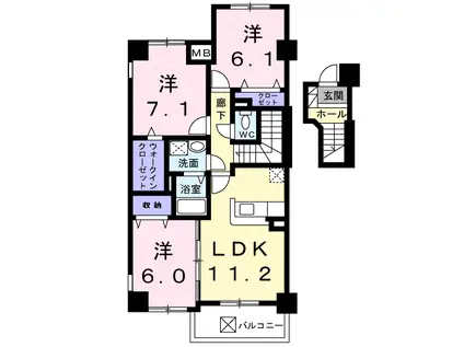 RICHES21(3LDK/4階)の間取り写真