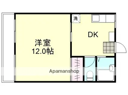 山陽本線 鴨方駅 徒歩9分 2階建 築37年(1DK/2階)の間取り写真