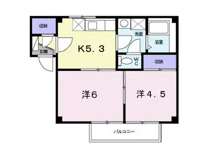 ソレーユ久安(2K/2階)の間取り写真