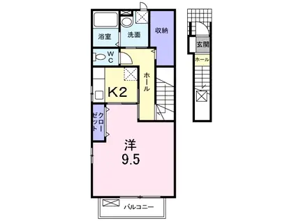デスパシオK(1K/2階)の間取り写真