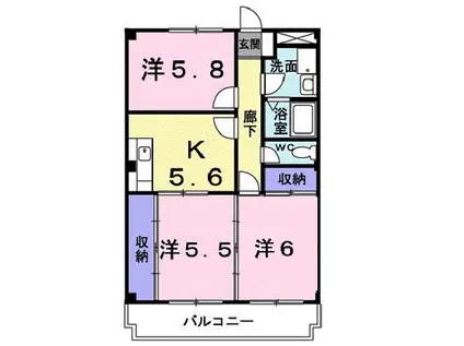 ルミエール谷中(3K/2階)の間取り写真