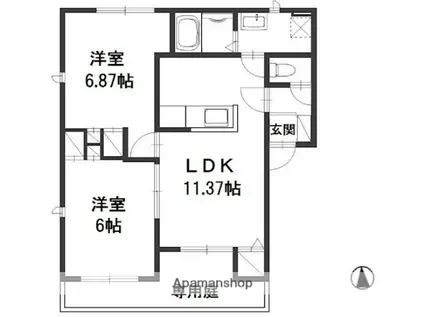 ヴィラ入江(2LDK/1階)の間取り写真