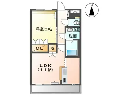 グランディール・フローラ(1LDK/2階)の間取り写真
