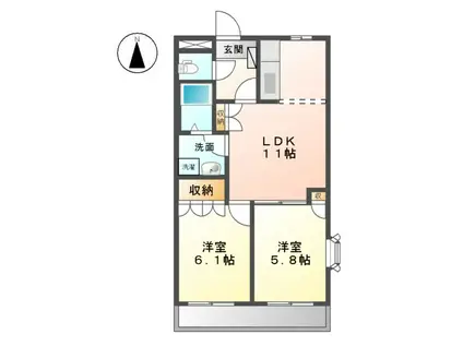 オータムめぐみ(2LDK/2階)の間取り写真