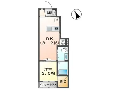 プリズムグレイス(1DK/1階)の間取り写真