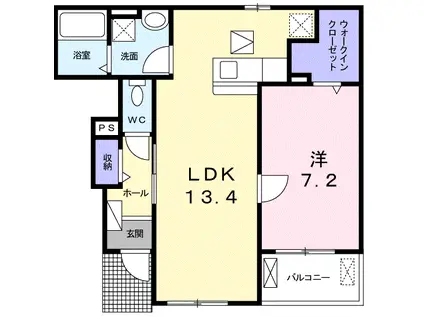 リバーガーデン(1LDK/1階)の間取り写真