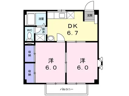 アイビーハイツC(2DK/2階)の間取り写真