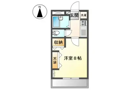 プリベール下中野(1K/1階)の間取り写真